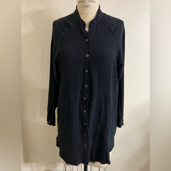 Suzel Long Sleeve Fray Edges Long Tunic Size Small - Picture 1 of 10